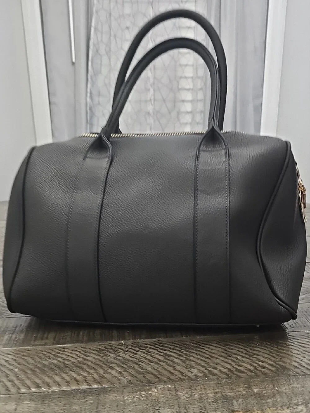Black Leather Tote with Wristlet